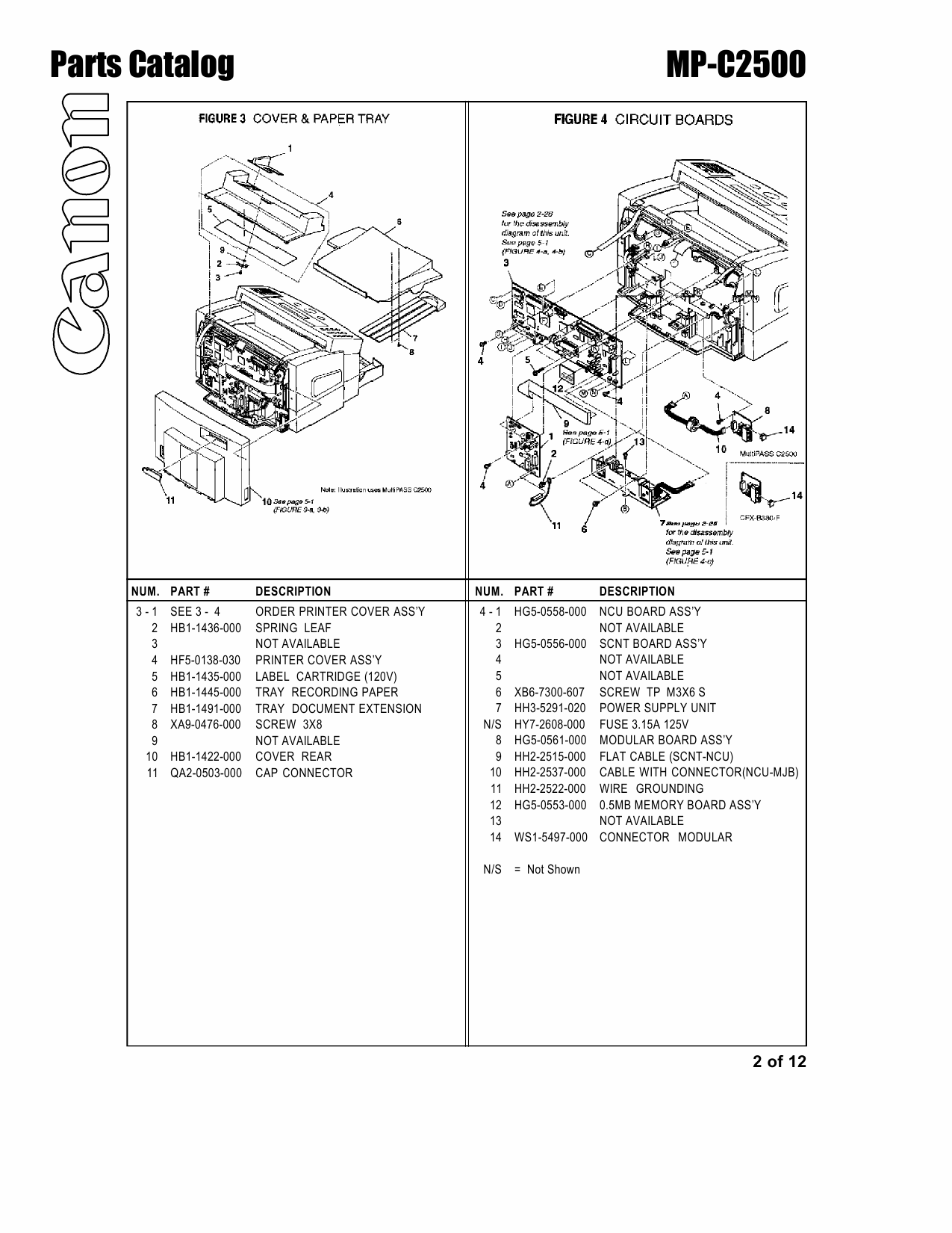 Canon MultiPASS MP-C2500 Parts Catalog Manual-2